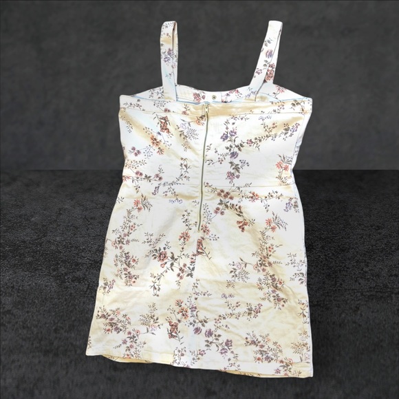 No Boundaries Overall Dress Floral White Denim 2XX/19 - Picture 4 of 16
